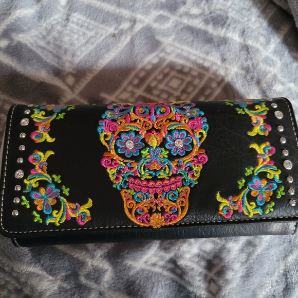 Handbags - Montana west sugar skull wallet black